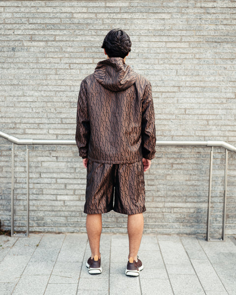OBLIQUE CHOCOLATE WINDBREAKER SHORT SET