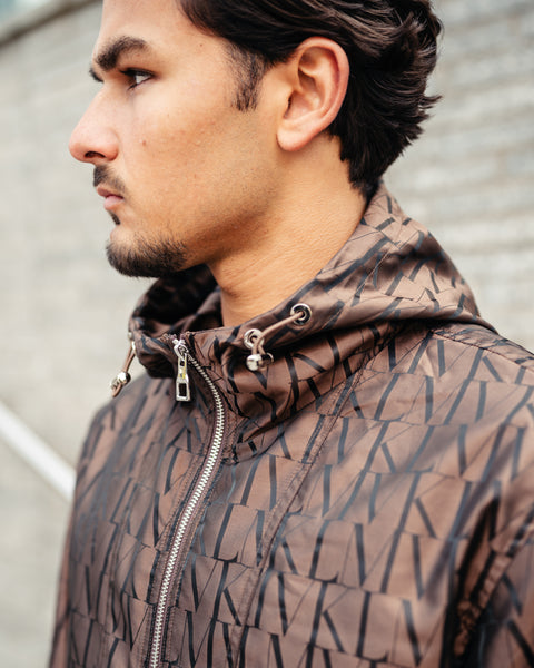 OBLIQUE CHOCOLATE WINDBREAKER SHORT SET