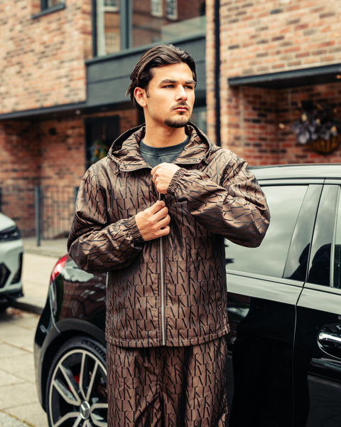 OBLIQUE CHOCOLATE WINDBREAKER SHORT SET
