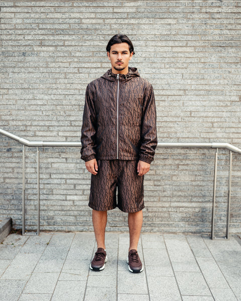 OBLIQUE CHOCOLATE WINDBREAKER SHORT SET