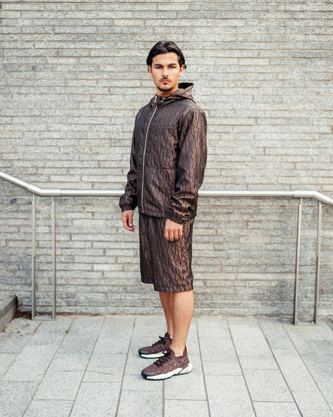 OBLIQUE CHOCOLATE WINDBREAKER SHORT SET