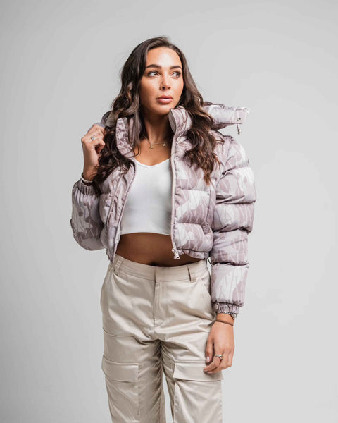 MVKL SANDSTORM 3IN1 CROPPED CAMO PUFFER JACKET
